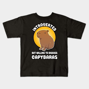 Introverted but willing to discuss capybaras Cartoon Quote Kids T-Shirt